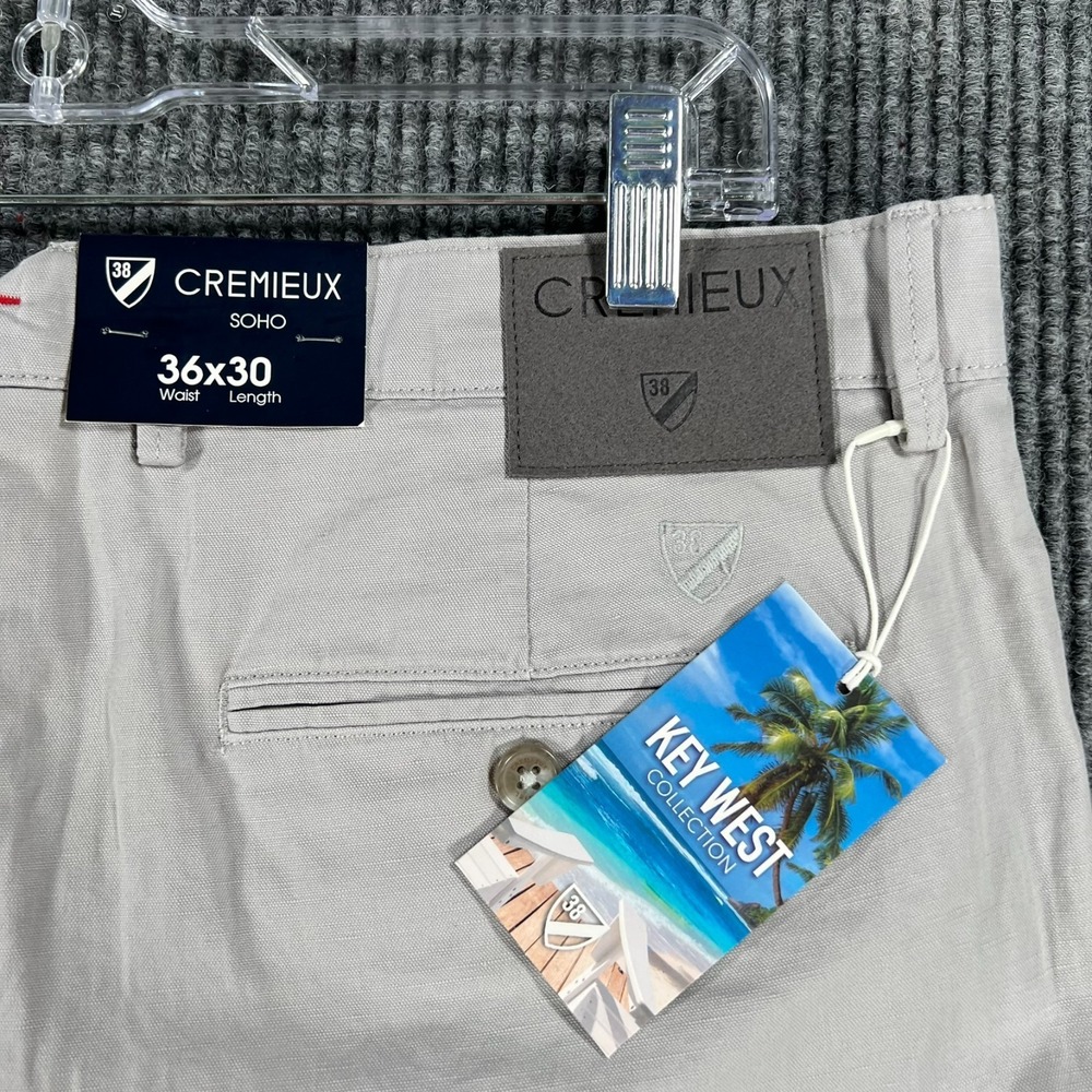 Cremieux Soho Linen Pants Mens 36x30 Gray Chino Key West Casual Comfort New - Picture 13 of 13